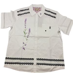 The Hideout Clothing Valensole Lavender SS Button Down Shirt White L NWT (797)